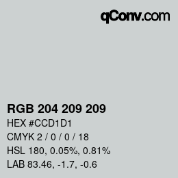 Farbcode: RGB 204 209 209 | qconv.com