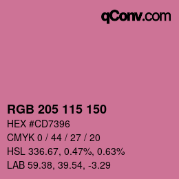 Color code: RGB 205 115 150 | qconv.com