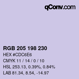 Code couleur: RGB 205 198 230 | qconv.com