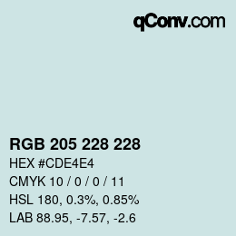 Código de color: RGB 205 228 228 | qconv.com