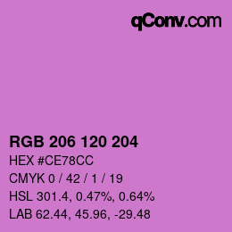 Code couleur: RGB 206 120 204 | qconv.com