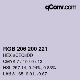 Código de color: RGB 206 200 221 | qconv.com