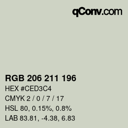 Color code: RGB 206 211 196 | qconv.com