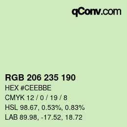 Code couleur: RGB 206 235 190 | qconv.com