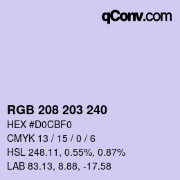 Code couleur: RGB 208 203 240 | qconv.com