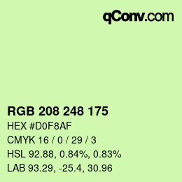 Código de color: RGB 208 248 175 | qconv.com