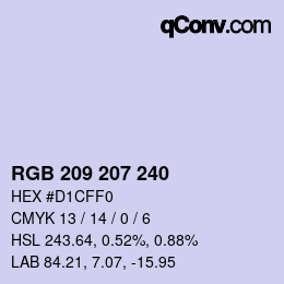 Código de color: RGB 209 207 240 | qconv.com