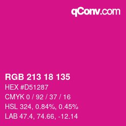 Color code: RGB 213 18 135 | qconv.com