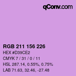 Code couleur: RGB 211 156 226 | qconv.com