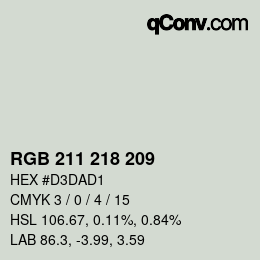 Color code: RGB 211 218 209 | qconv.com