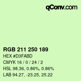 Color code: RGB 211 250 189 | qconv.com