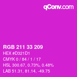 Código de color: RGB 211 33 209 | qconv.com