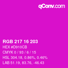 Color code: RGB 217 16 203 | qconv.com