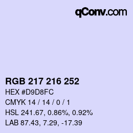 Color code: RGB 217 216 252 | qconv.com