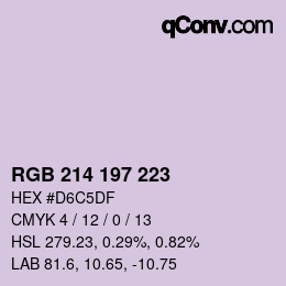 Código de color: RGB 214 197 223 | qconv.com