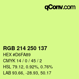 Código de color: RGB 214 250 137 | qconv.com