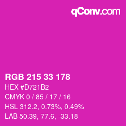 Color code: RGB 215 33 178 | qconv.com