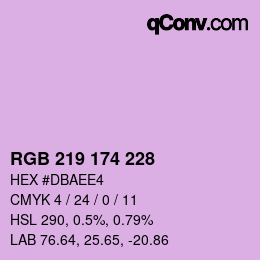 Code couleur: RGB 219 174 228 | qconv.com