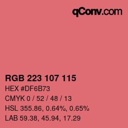 Código de color: RGB 223 107 115 | qconv.com