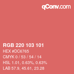 Color code: RGB 220 103 101 | qconv.com