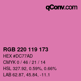 Color code: RGB 220 119 173 | qconv.com