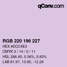 Code couleur: RGB 220 196 227 | qconv.com