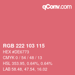 カラーコード: RGB 222 103 115 | qconv.com