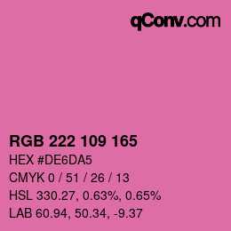 Código de color: RGB 222 109 165 | qconv.com