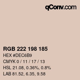 Color code: RGB 222 198 185 | qconv.com