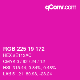 Code couleur: RGB 225 19 172 | qconv.com