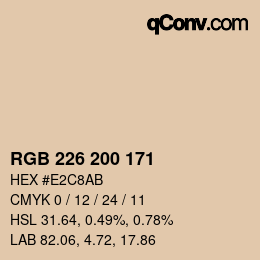 Código de color: RGB 226 200 171 | qconv.com