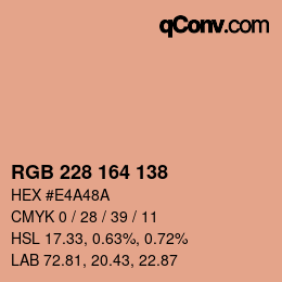 Código de color: RGB 228 164 138 | qconv.com