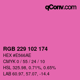 Color code: RGB 229 102 174 | qconv.com