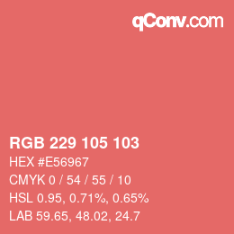 Farbcode: RGB 229 105 103 | qconv.com