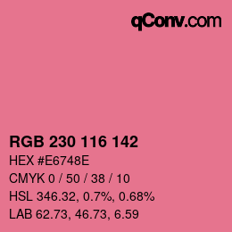 Color code: RGB 230 116 142 | qconv.com