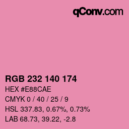 Color code: RGB 232 140 174 | qconv.com