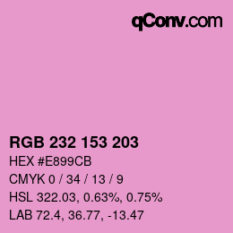 Código de color: RGB 232 153 203 | qconv.com