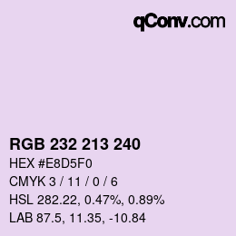 Color code: RGB 232 213 240 | qconv.com