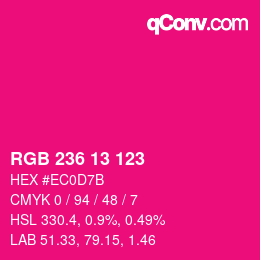 カラーコード: RGB 236 13 123 | qconv.com