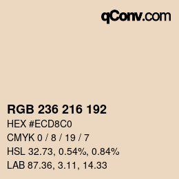 Código de color: RGB 236 216 192 | qconv.com