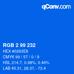 Code couleur: RGB 2 99 232 | qconv.com