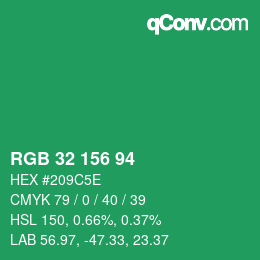 Código de color: RGB 32 156 94 | qconv.com