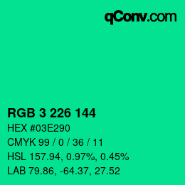 Código de color: RGB 3 226 144 | qconv.com