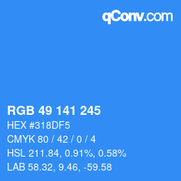 Farbcode: RGB 49 141 245 | qconv.com