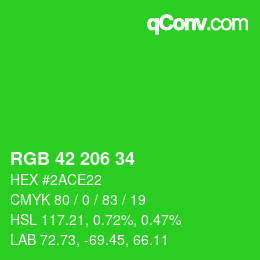 Color code: RGB 42 206 34 | qconv.com