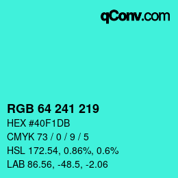 Farbcode: RGB 64 241 219 | qconv.com