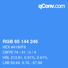 Color code: RGB 65 144 246 | qconv.com