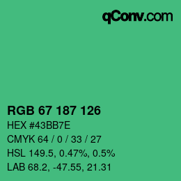 Farbcode: RGB 67 187 126 | qconv.com