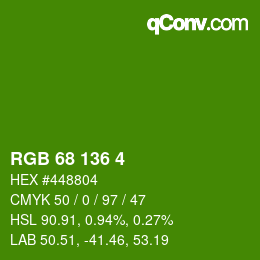 Color code: RGB 68 136 4 | qconv.com