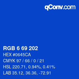 Color code: RGB 6 69 202 | qconv.com